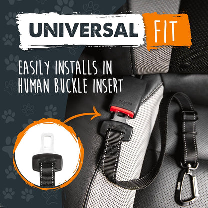 Dog Car Seat Belt | Universal Pet Safety Belt, Created with Human Seatbelt Material. All-Metal Hardware with Adjustable Length Strap. Exceeds Safety Standards. Keep Your Dog Secure (Black)